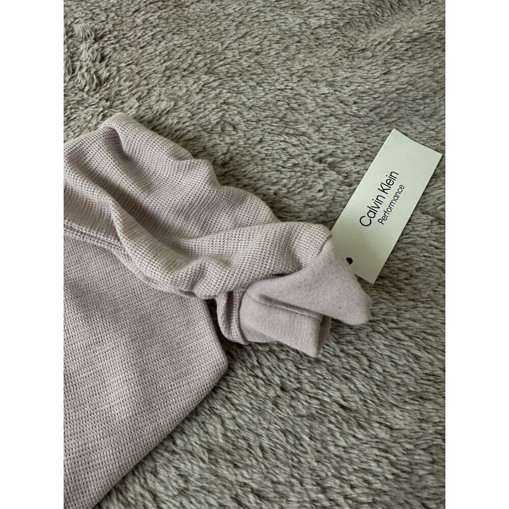 Calvin Klein Hoodie Womens Medium Brown Knit Performance Ruched Sleeve Full Zip - Picture 7 of 16